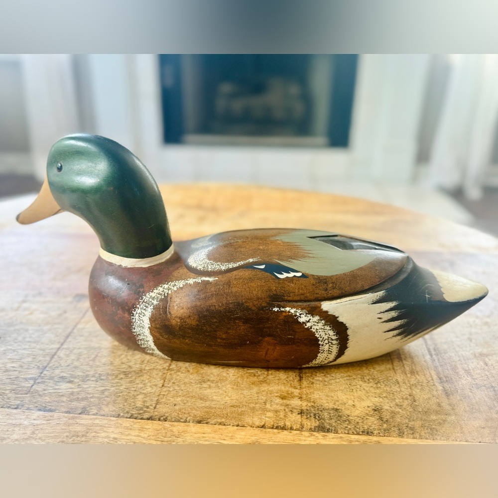 SOLD Vintage Hand carved & painted Wood Mallard Duck - Picture 3 of 4